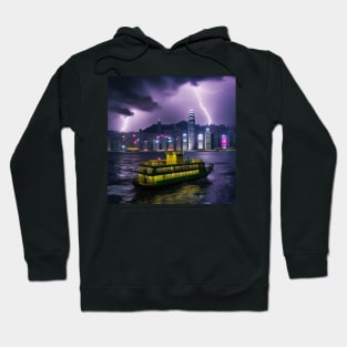 Iconic World Landmarks During A Thunderstorm: Hong Kong Harbor Hoodie